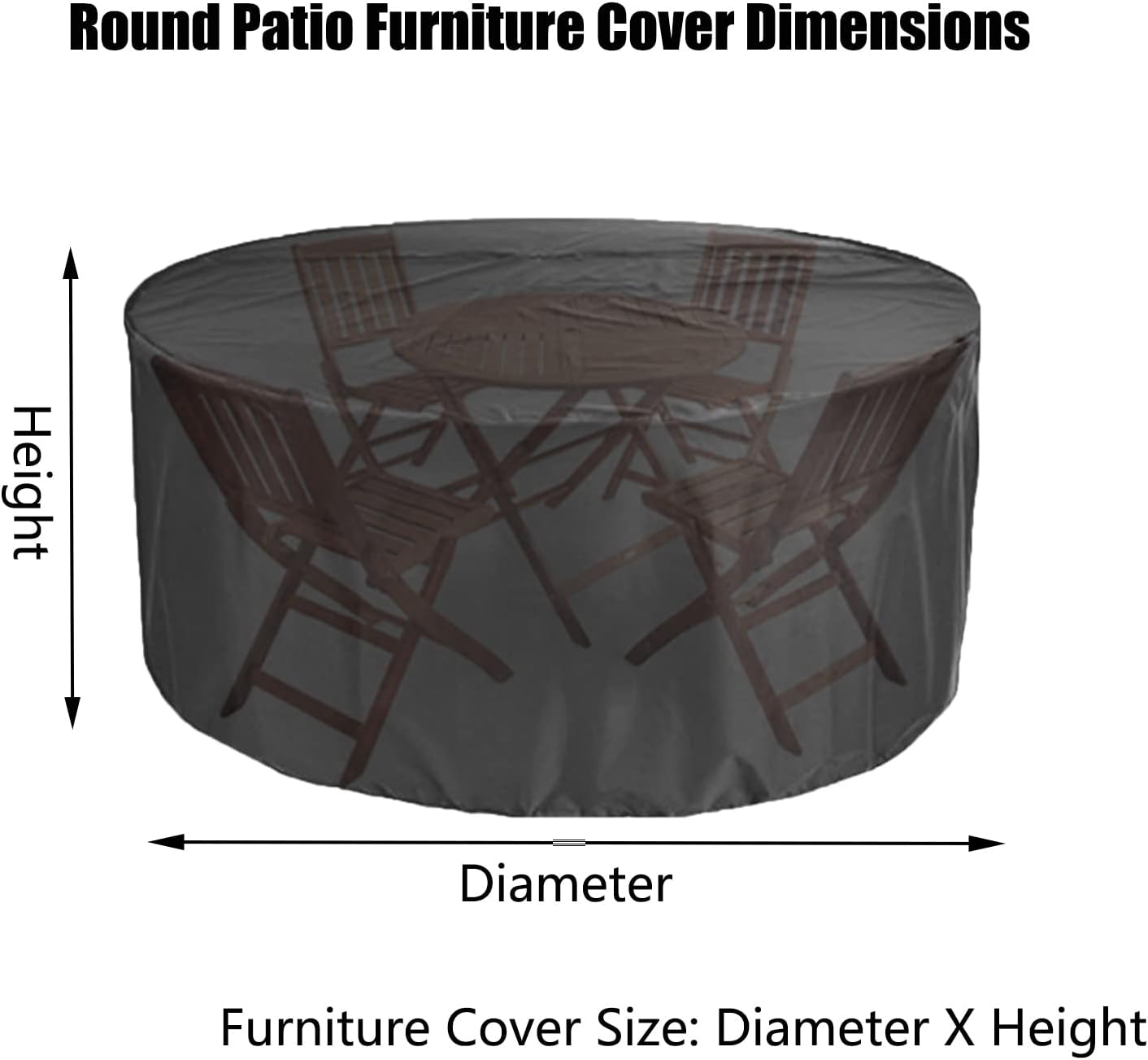 Patio Table Covers Waterproof Round 112' D x 39' H, Dust Proof Furniture Protective Cover, Waterproof Outdoor Table Chair Set Covers, 420D Oxford Heavy Duty BBQ Grill Cover (285x100cm)