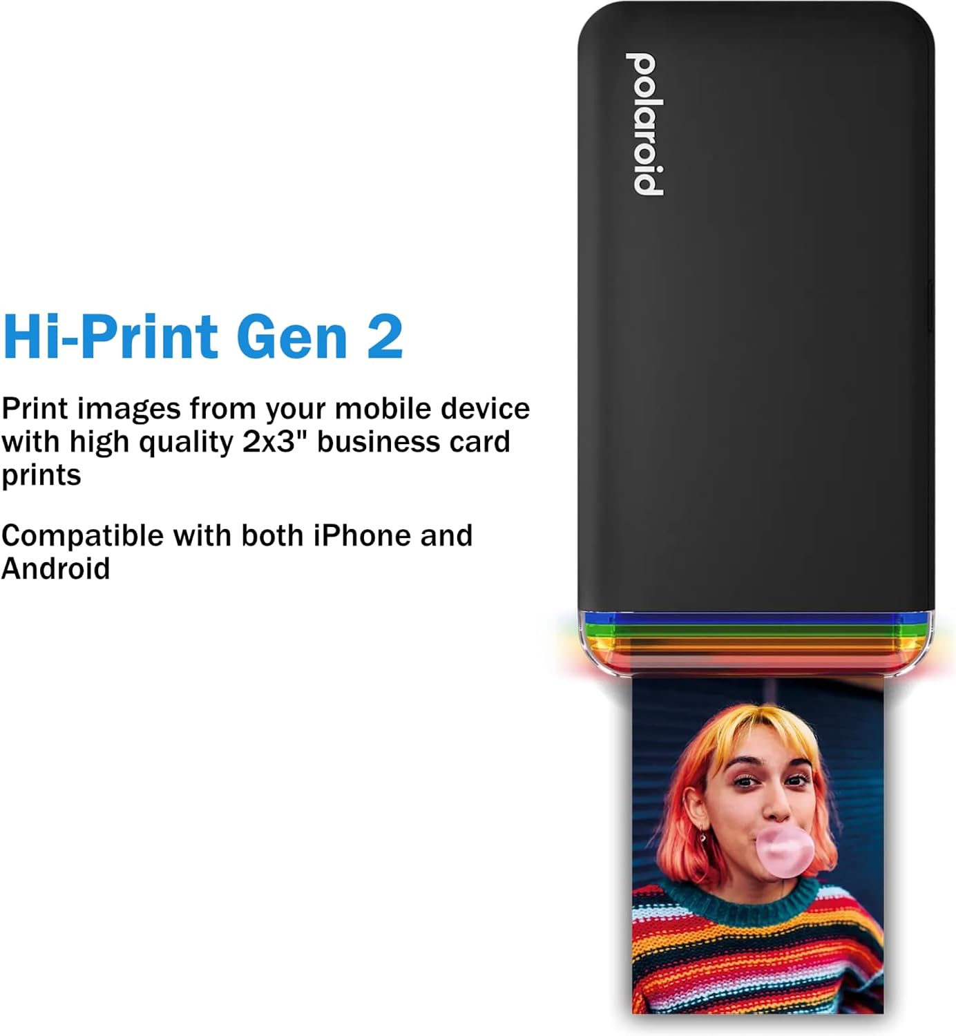 Polaroid Hi Print + 20 Photo Bundle, 2nd Generation Phone Printer, 2x3 Pocket Photo Printer, Portable Bluetooth Photo Printer for iPhone & Android Cleaning Cloth