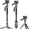 SmallRig 175cm / 68.9' Carbon Fiber Video Monopod for Camera, Compact Camera Monopod with One-Button Lift & Lock, Max. 5kg Playload Fluid Head Fits for DJI RS and for MFT 501L
