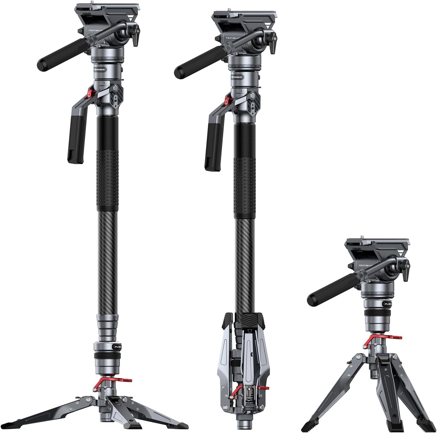 SmallRig 175cm / 68.9' Carbon Fiber Video Monopod for Camera, Compact Camera Monopod with One-Button Lift & Lock, Max. 5kg Playload Fluid Head Fits for DJI RS and for MFT 501L