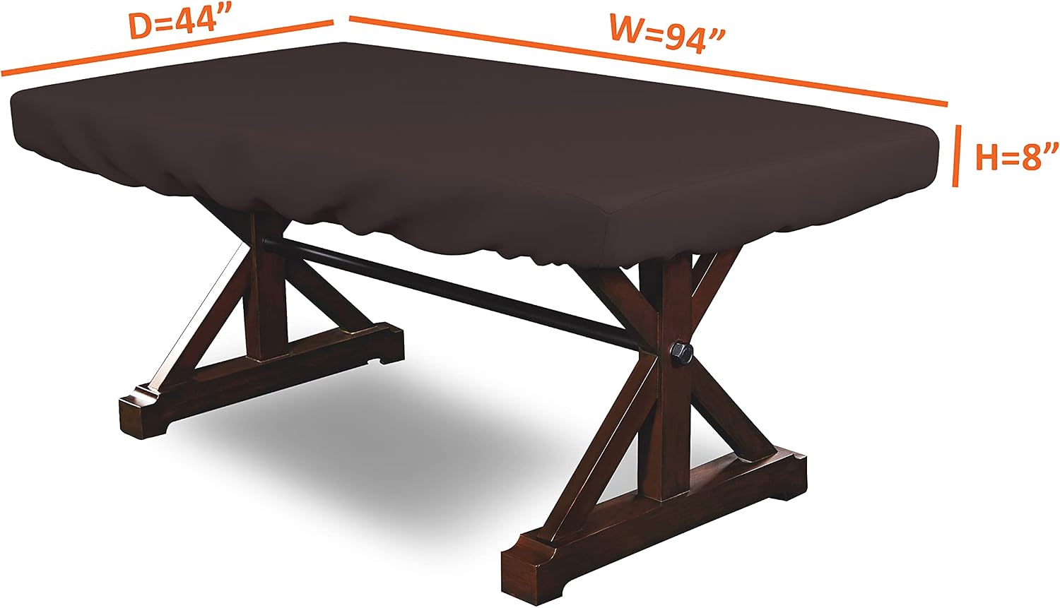 Covers & all Poker Table Cover 12 Oz Waterproof - 100% Weather Resistant Outdoor Game Table Cover with Elastic at 4 Sides (94' W x 44' D x 8' H Inches, Coffee)