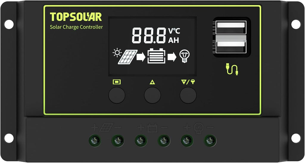 Topsolar Solar Panel Kit 170 Watt 12 Volt Monocrystalline Off Grid System for Homes RV Boat + 30A 12V/24V Solar Charge Controller + Solar Cables + Z-Brackets for Mounting