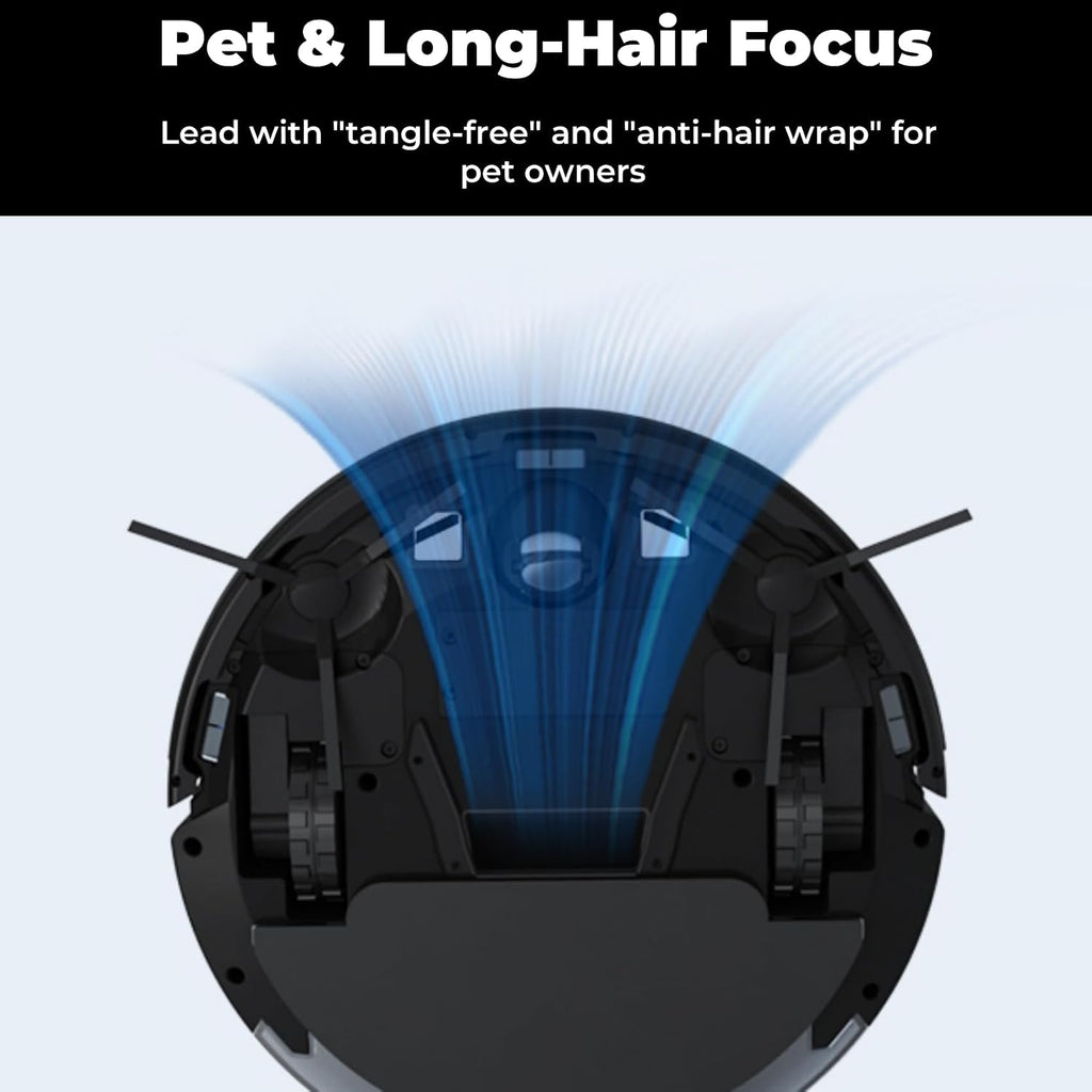Robot Vacuum and Mop Combo, Slim 2-in-1 Vacuum Robotic with Strong Suction, Auto-Charging, Scheduling, Smart Robot Vacuum Cleaner Ideal for Pet Hair, Hard Floors & Low-Pile Carpets