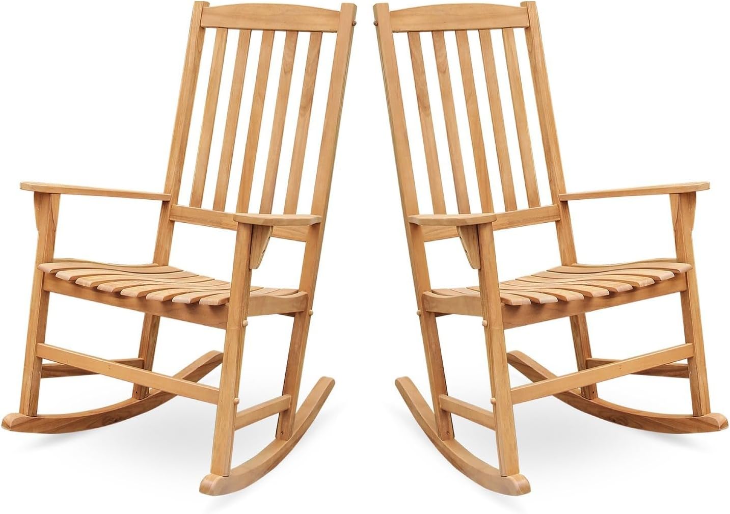 Cambridge Casual Brookside Teak Outdoor Rocking Chair Set of 2, Natural Teak