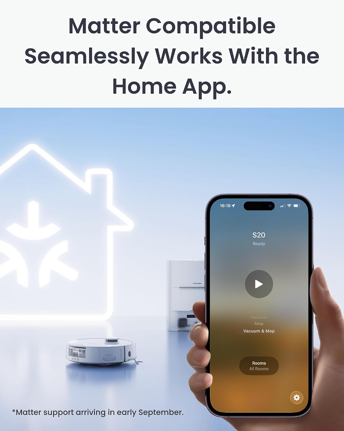 SwitchBot S20 Robot Vacuum and Mop with Matter, 10000Pa Powerful Suction, Roller Mop, AI Navigation, Auto Mop Washing & Drying, 90 Days Hands-Free, Self-Emptying, Works with AppleHome Alexa GoogleHome