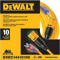 DEWALT 100 Foot Extension CordLighted Click-to-Lock 10/3 SJTW -Heavy Duty Outdoor, Waterproof, Weatherproof, Heat & Corrosion Resistant Industrial Strength Light Up Three Prong Outlet Plug Power Cord