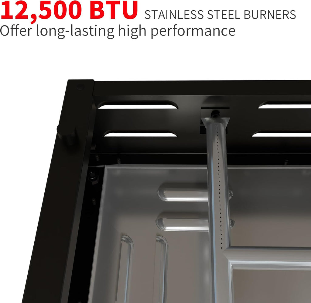 LERIKA 23' Tabletop Propane Gas Grilddle With Lid for Outdoor Kitchen Barbecue Grill, Non Stick Enamel/Durable Stainless Steel/1 Burner Portable Flat Top Grills
