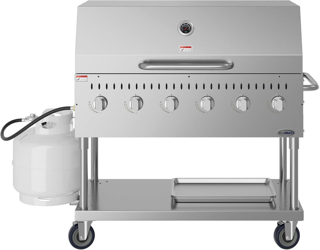48 in. Commercial Outdoor Propane Gas Grill with Roll Dome Cover, ETL Listed in Stainless-Steel (CGKIT4-48D)