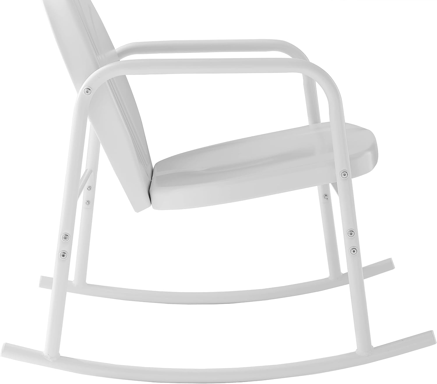 Crosley Furniture Griffith Retro Metal Outdoor Rocking Chairs, Set of 2, for Porch, Deck, Balcony, Backyard, White Gloss