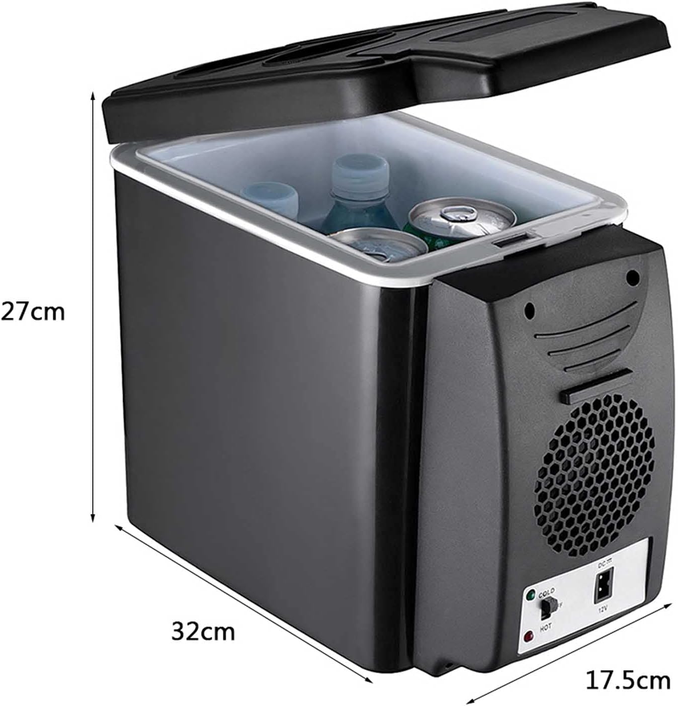 HELOU Portable Car Refrigerator, 6L Portable Home Refrigerator Mini Multi-Functional Food Drinks Warmer Cooler Fridge for Car Travel Beach Office,12V/24V/Household Voltage