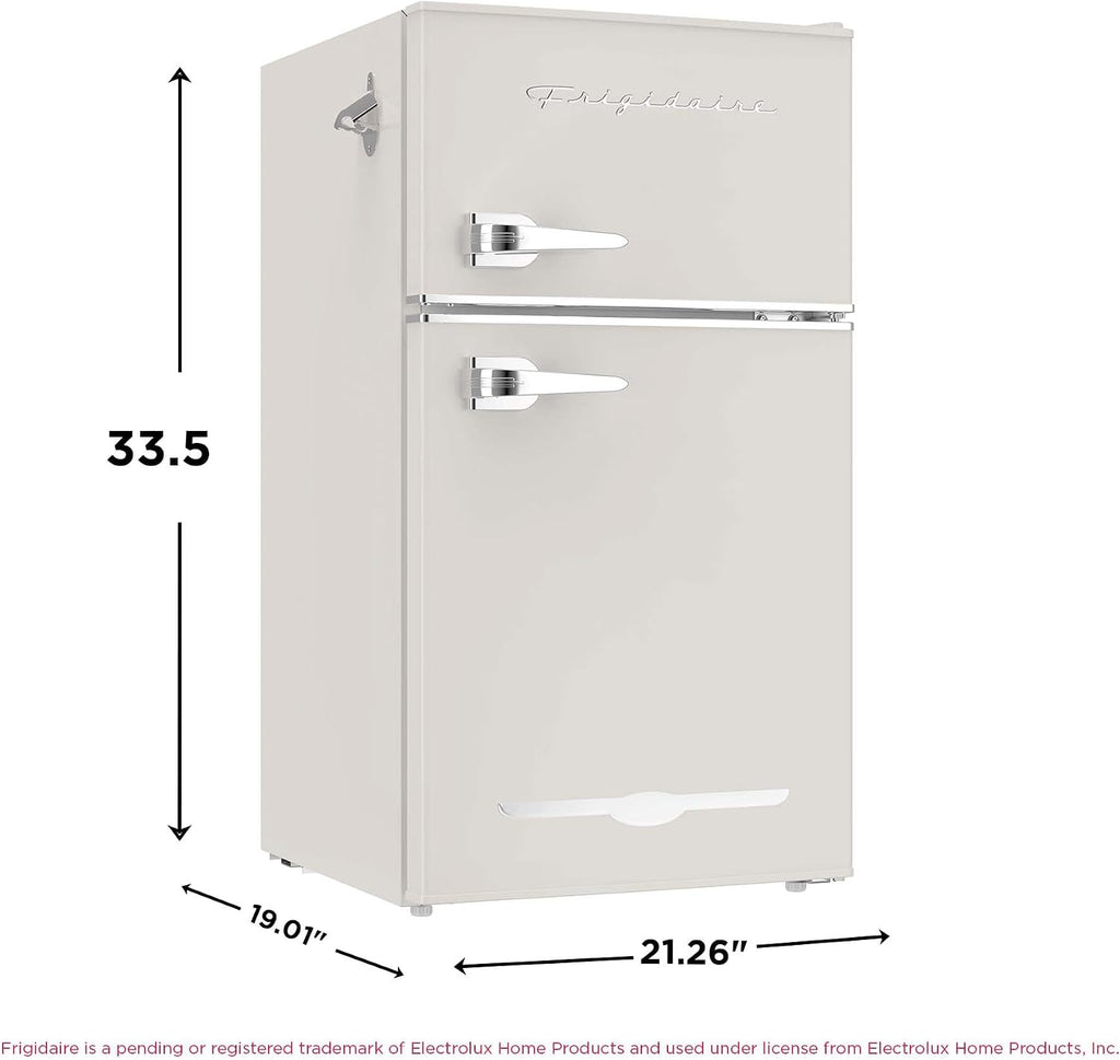 Frigidaire EFR840-Cream EFR840 Retro Mini Fridge with Freezer & Side Bottle Opener-Small 2 Door Refrigerator for Office Bar or College Dorm Room-3.1 Cu Ft (Cream)