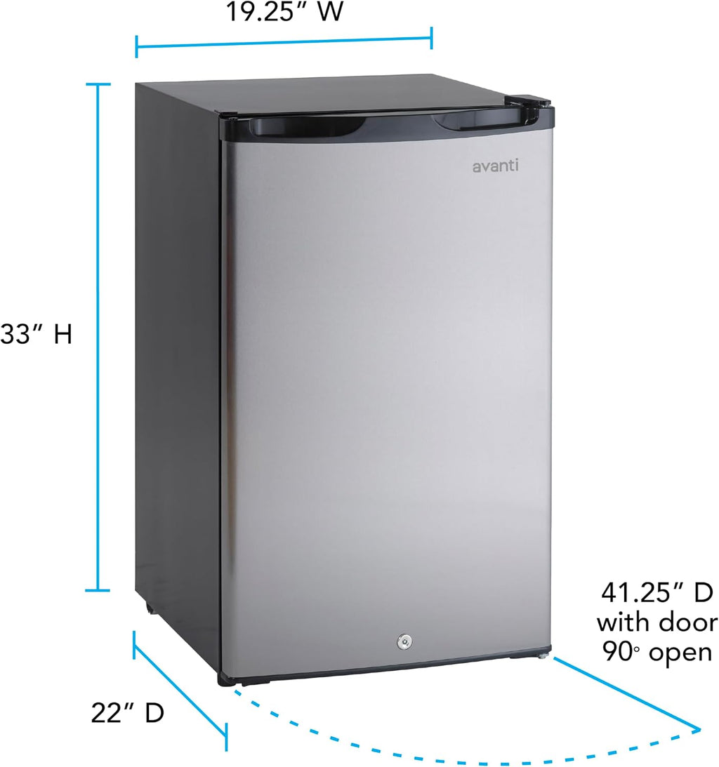 Avanti AR44 4.4 cu. ft. Compact Refrigerator, in Stainless Steel, Black