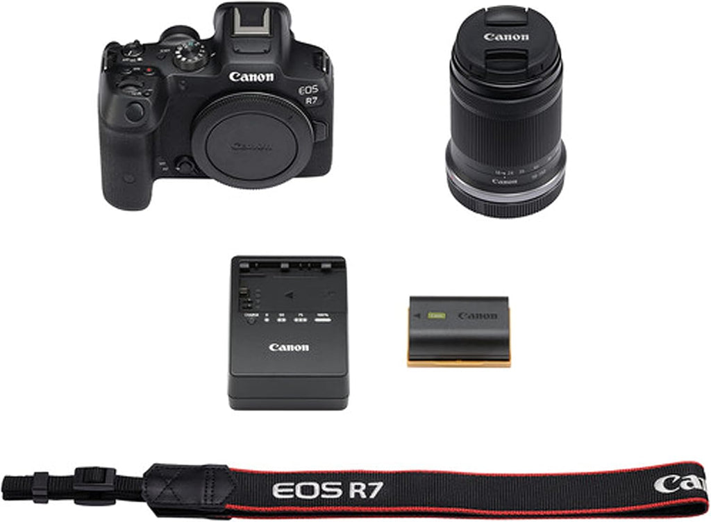 Canon EOS R7 Mirrorless Digital Camera With RF-S 18-150mm, 75-300mm, and 50mm Lenses + 128GB Memory + Case + Tripod + Filters (43pc Bundle) (Renewed)