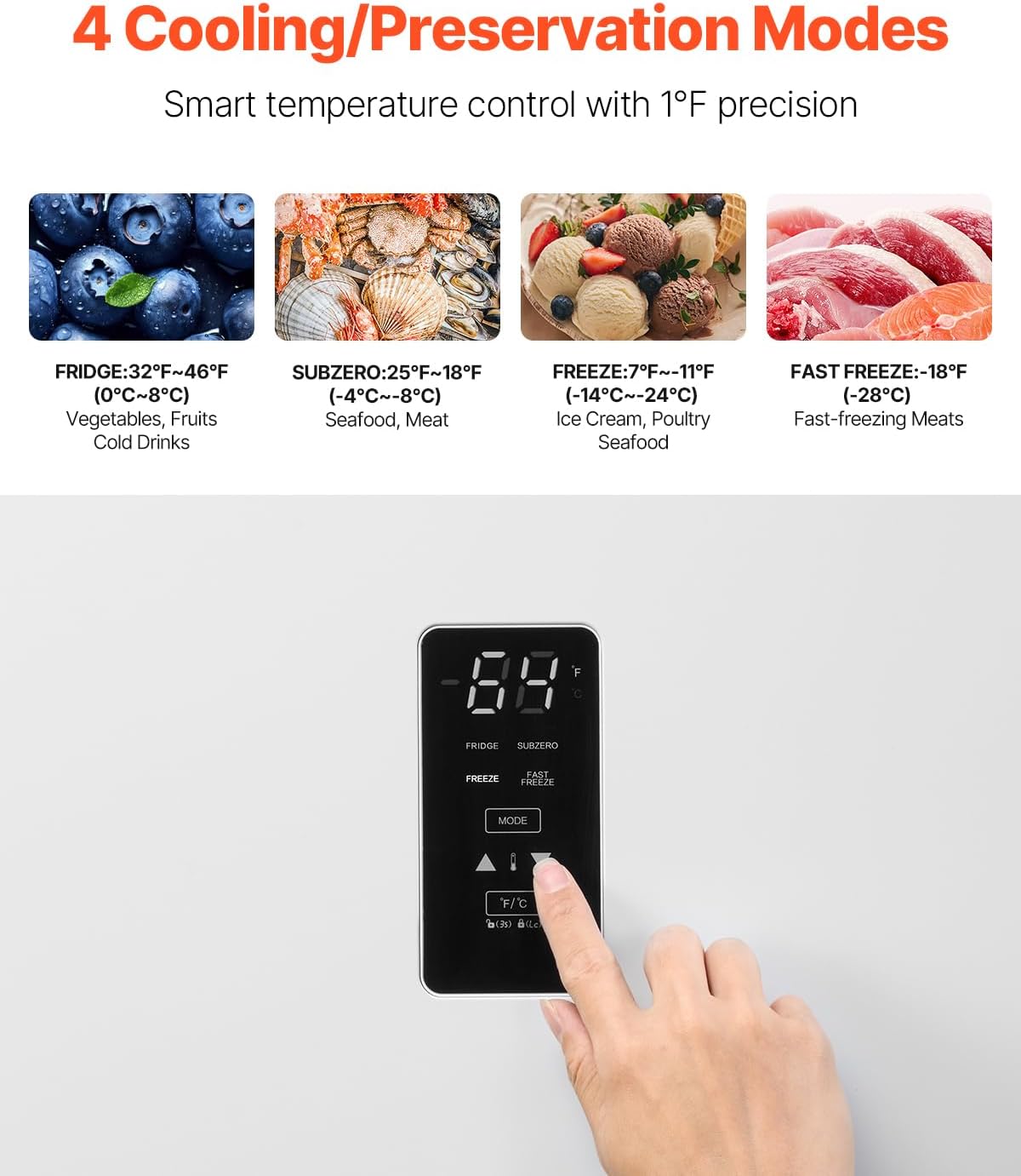VEVOR Convertible Freezer/Refrigerator, 20.2 Cu.Ft Frost Free Upright Freezer with Temp Control Panel, Door Open too Long Alarm, Adjustable Shelves and LED, Standing Fridge for Kitchen, Office, Garage