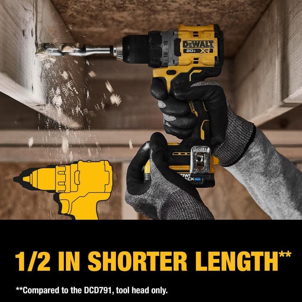 DEWALT 20V MAX XR Cordless Drill/Driver Kit, Brushless, Compact, with 2 Batteries and Charger (DCD800D2)
