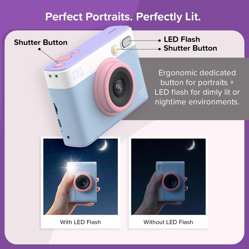 myFirst Camera Insta Lux Instant Print Camera, Real High-Definition Color Prints, WiFi Phone Printing, 5MP Dual Lens, Built-in Filters & Frames, Portable Photo Printer for Kids & Adults (Gray)