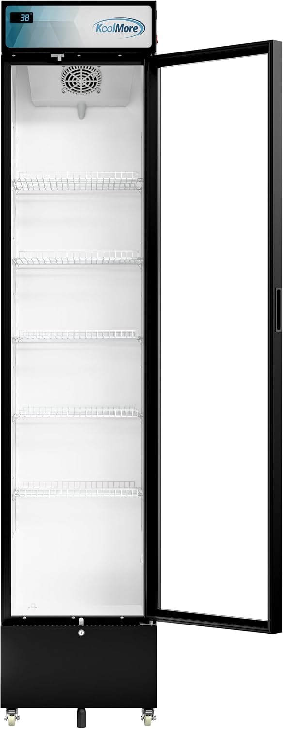 KoolMore 17 in. Slim Commercial Merchandiser Display Refrigerator 7 Cu. Ft. in Black, ETL Listed (KM-MDR-17S)