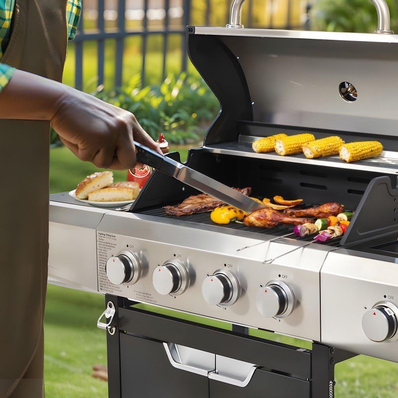Endark Upgraded 51,000 BTU Gas Grill, 4 Burner BBQ Grill with Side Burner, Camping, Outdoor Cooking, Gatherings