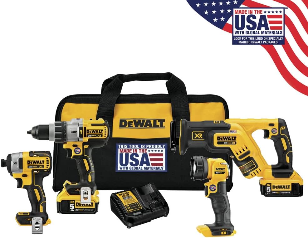 DEWALT 20V MAX* XR Cordless Drill Combo Kit, 4-Tool (DCK494P2)