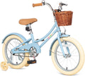 Bixike Retro Design Girls Bike with Basket and Coaster Brake for 3-13 Years Old Kids, 14 16 18 Inch Bicycle for Toddlers with Training Wheels, 20 Inch with Kickstand, Multiple Colors