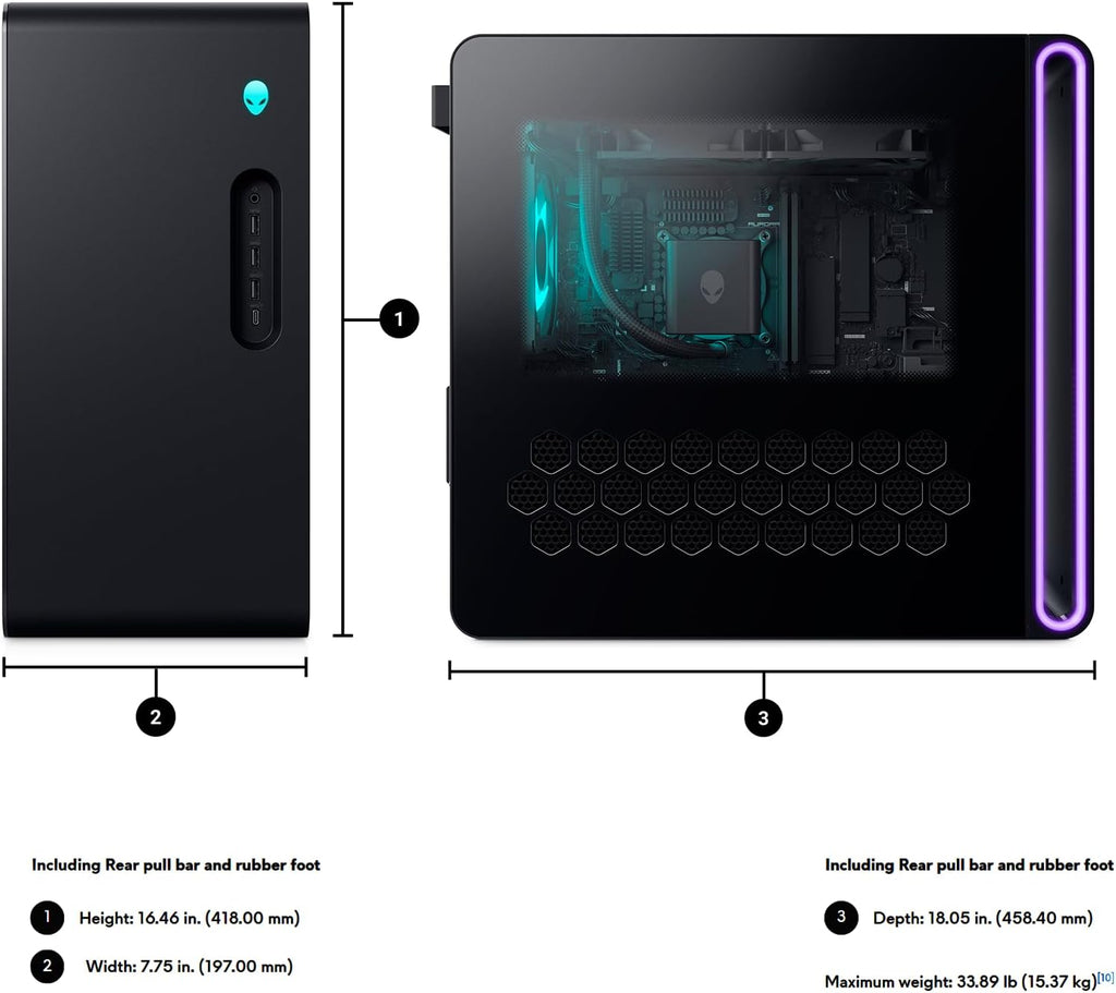 Dell Alienware Aurora R16 Gaming Desktop PC - NVIDIA RTX 5080 16GB GDDR7 - Intel Core Ultra 9 Processor 285K - AlienFX Liquid Cooling - Win 11 Pro, Office Pro(32 GB DDR5 | 2 TB SSD+2TB HDD)