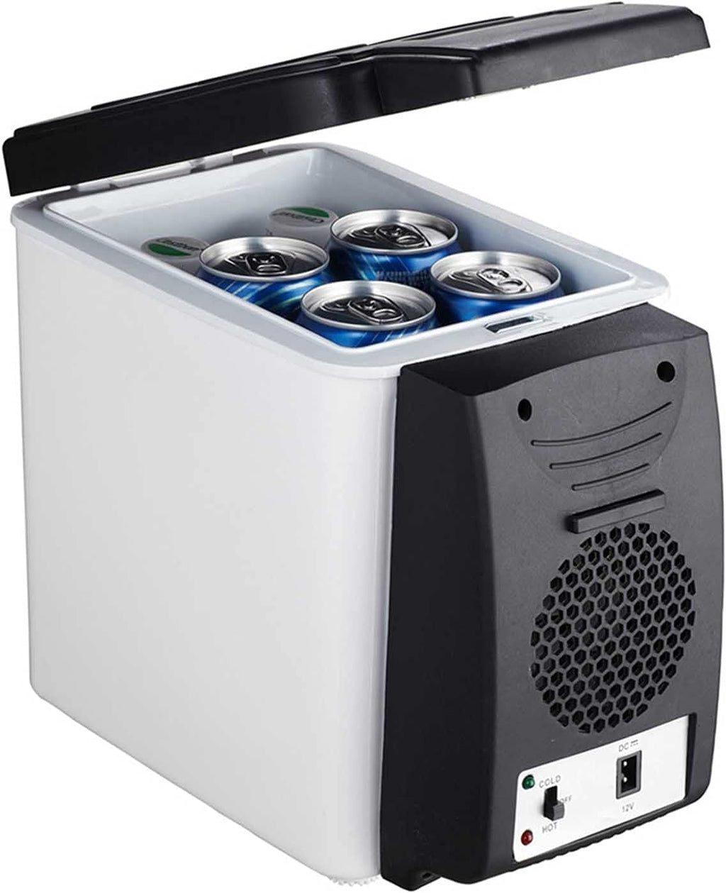 HELOU Portable Car Refrigerator, 6L Portable Home Refrigerator Mini Multi-Functional Food Drinks Warmer Cooler Fridge for Car Travel Beach Office,12V/24V/Household Voltage
