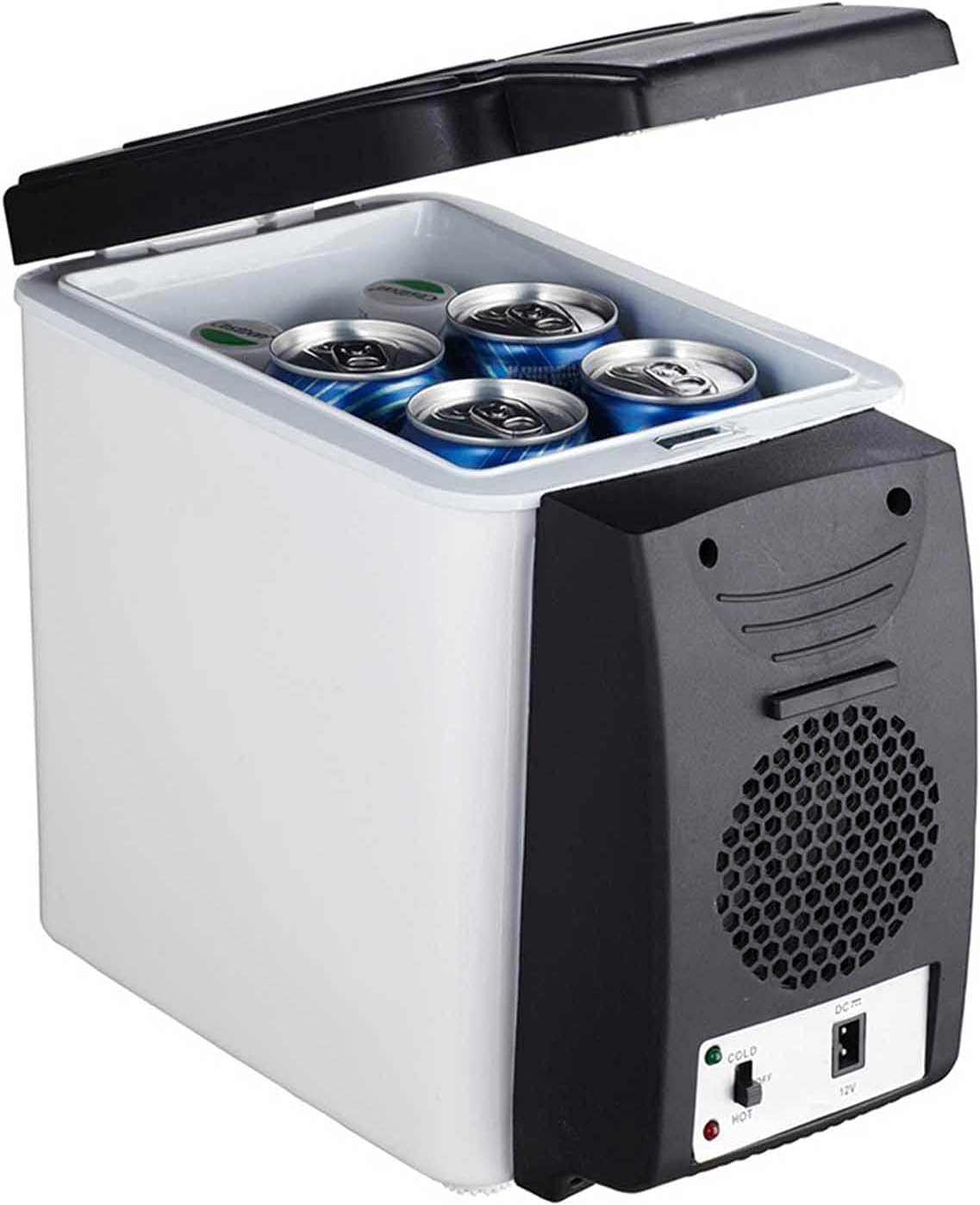 HELOU Portable Car Refrigerator, 6L Portable Home Refrigerator Mini Multi-Functional Food Drinks Warmer Cooler Fridge for Car Travel Beach Office,12V/24V/Household Voltage