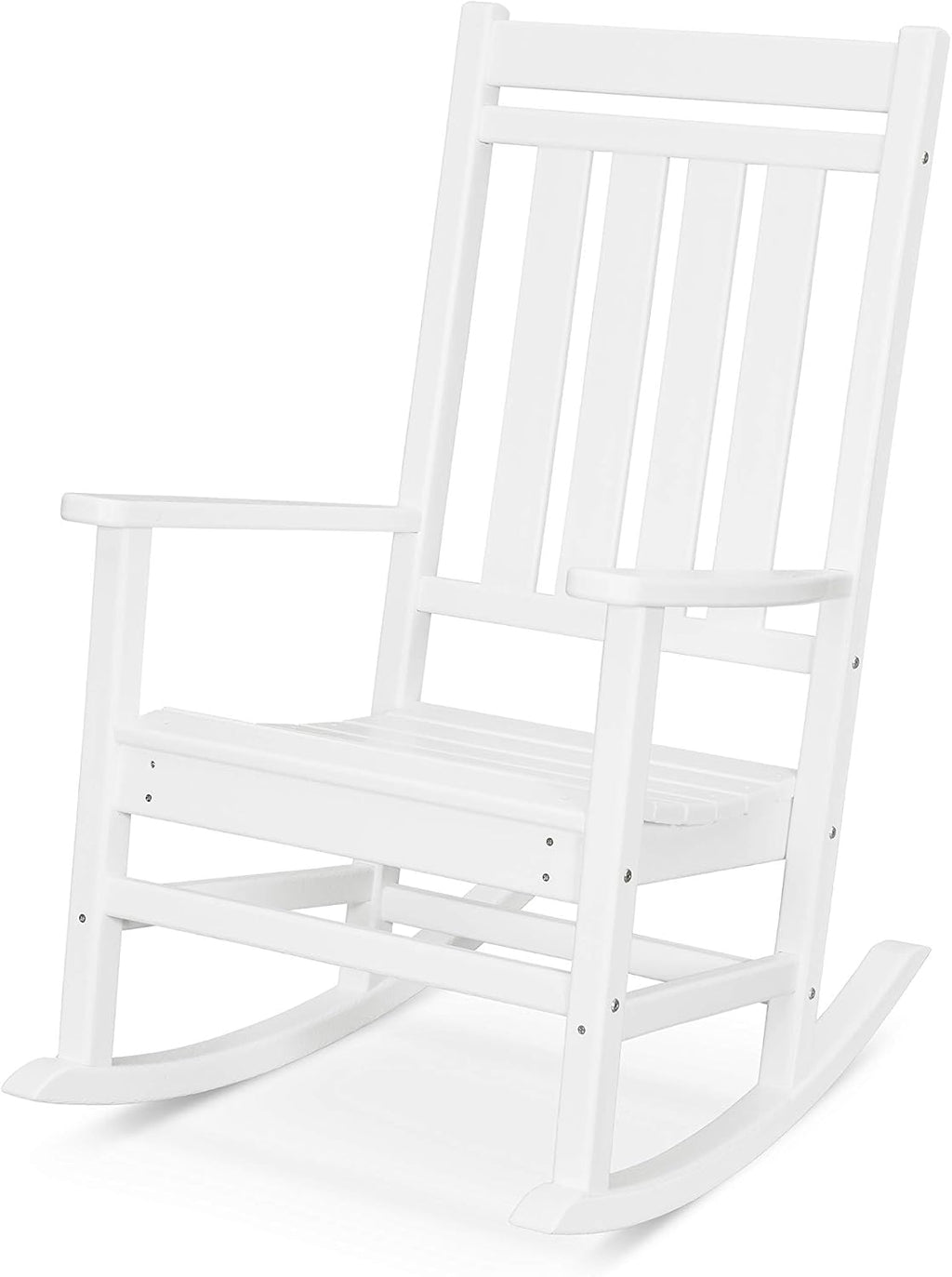 POLYWOOD Estate Rocking Chair, Heavy Duty HDPE Lumber Outdoor Porch Rocker, All-Weather Patio Furniture, Fade Proof, White