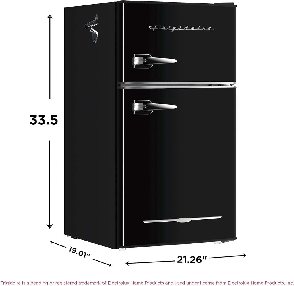 Frigidaire EFR840 Retro Mini Fridge with Freezer & Side Bottle Opener - Small 2 Door Refrigerator for Office Bar or College Dorm Room - 3.2 Cu Ft, Black