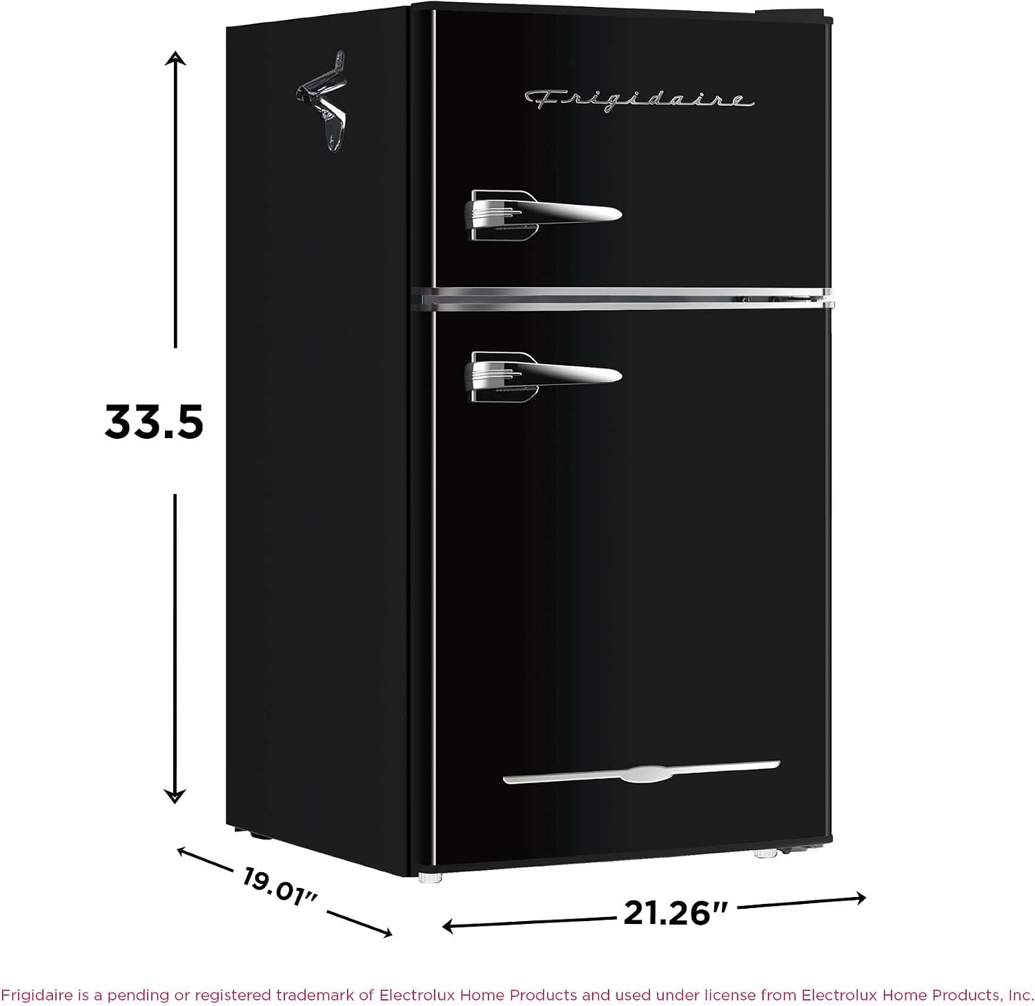 Frigidaire EFR840 Retro Mini Fridge with Freezer & Side Bottle Opener - Small 2 Door Refrigerator for Office Bar or College Dorm Room - 3.2 Cu Ft, Black