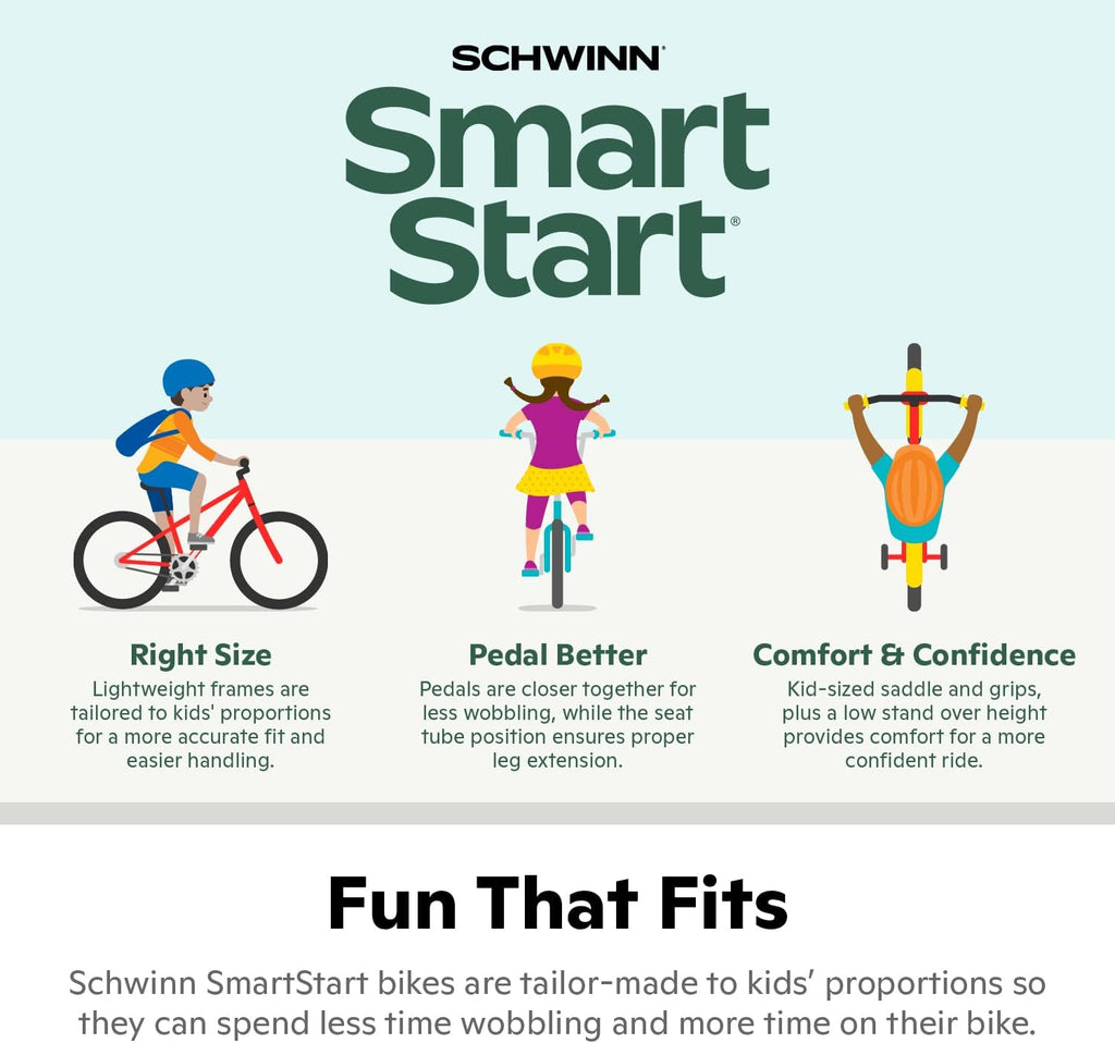 Schwinn Elm Bike, 16 Inch Bike for Kids Ages 3-7, SmartStart Ergonomic Design for Kids, Adjustable Seat Grows with your Child, Rear Coaster Brake and Front Caliper Brake, Training Bicycle