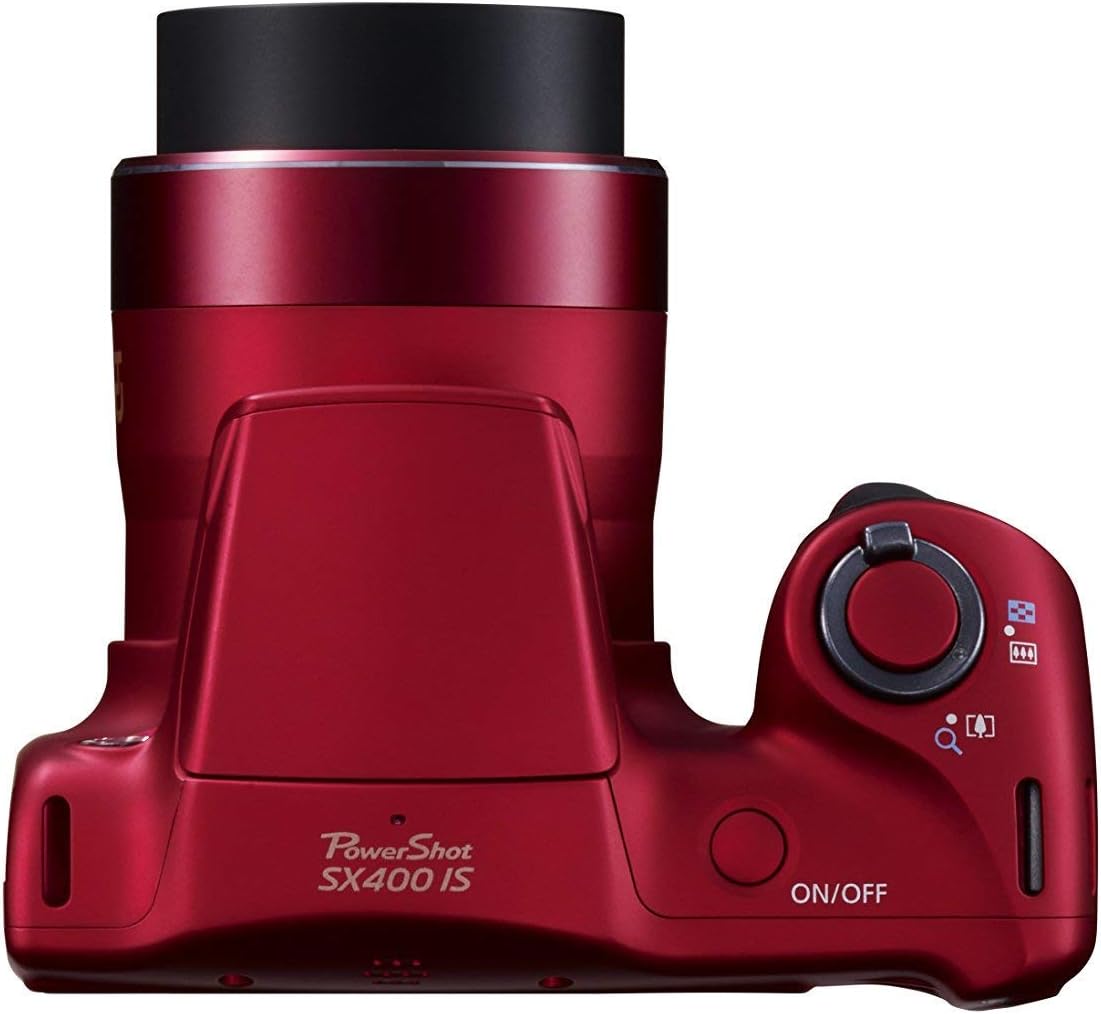 Canon Powershot SX400 IS 16.0 MP Digital Camera with 30x Optical Zoom and 720p HD Video (Red) (Renewed)