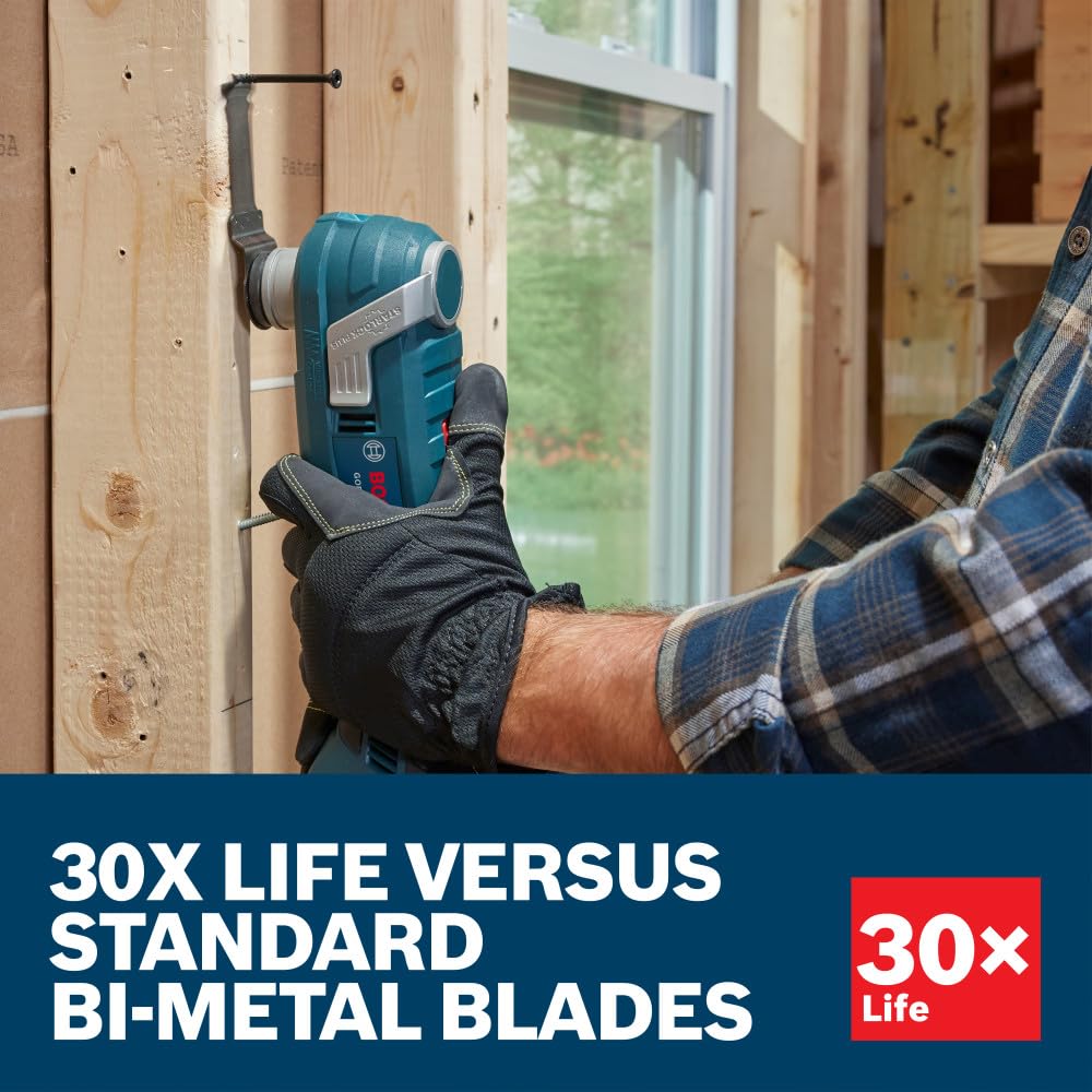 BOSCH 1-1/4 Inch OSL114C-10 Starlock Carbide Plunge Cut Blade 10-Pack - Professional Oscillating Multi-Tool Accessory with 3D Fit Interface, 30X Longer Life, Compatible with OIS Tools