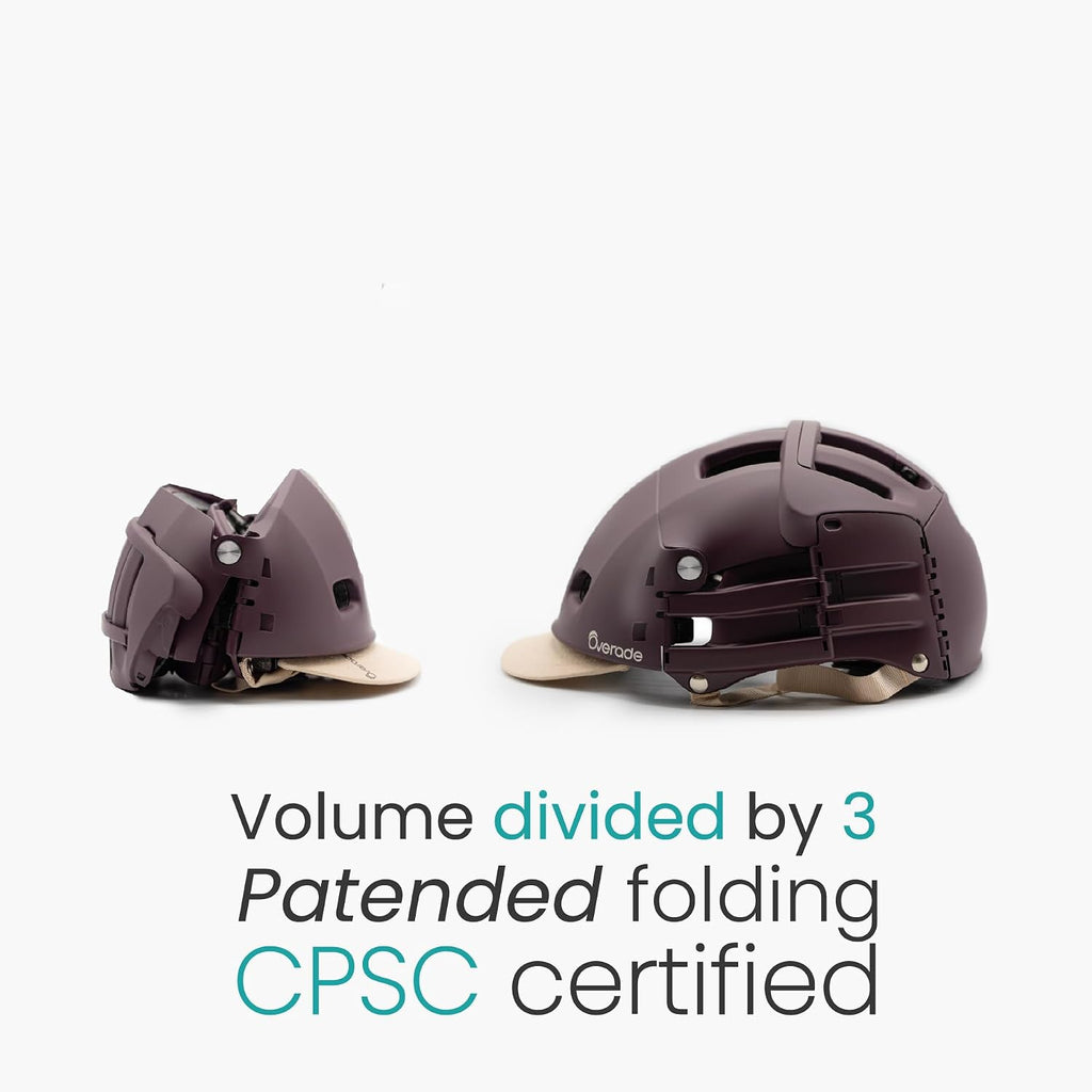 Overade Plixi Foldable Helmet - for Bike, Kick Scooter, e-Bike - Volume Divided by 3 when Folded- Same Protection as Classic Helmet
