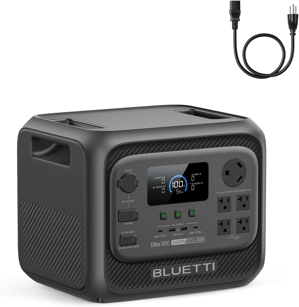 BLUETTI Elite 300 Portable Power Station with AC Charging Cable, 3014.4Wh LiFePO4 Battery Backup for Home Outage w/ 2400W AC Outlets (4800W Surge), Compact 3kWh for Home Backup, Camping & RV Power