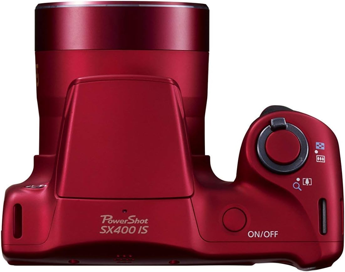 Canon Powershot SX400 IS 16.0 MP Digital Camera with 30x Optical Zoom and 720p HD Video (Red) (Renewed)