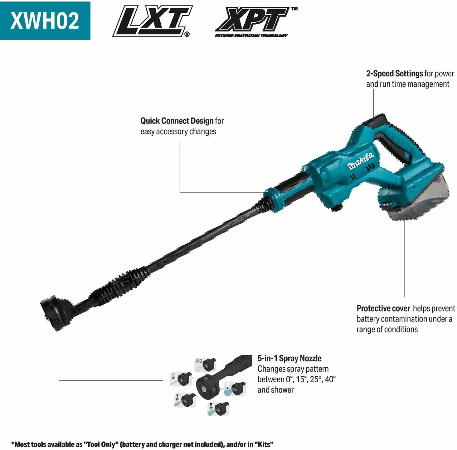 Makita XWH02Z 18V LXT® Cordless 320 PSI 0.7 GPM Power Cleaner, Tool Only