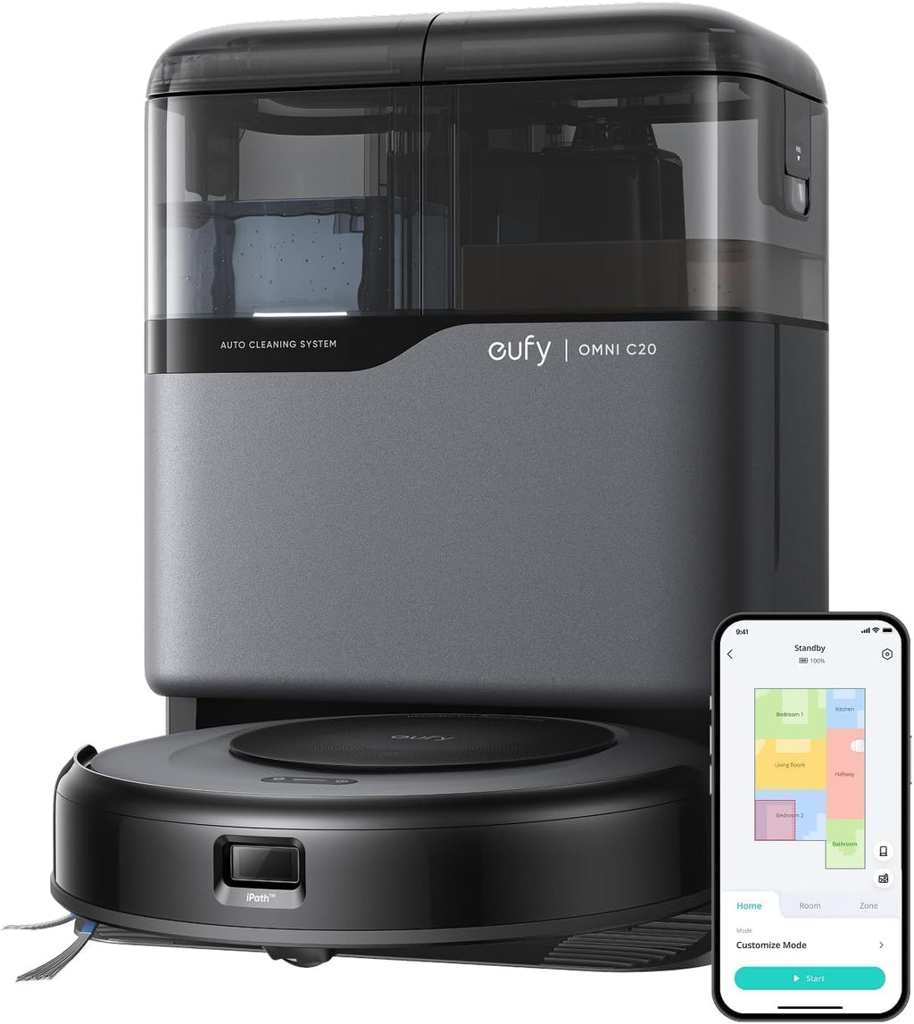 eufy Robot Vacuum Omni C20, Robot Vacuum and Mop Combo, Self Emptying, Auto Mop Washing and Auto Drying for Hands-Free Cleaning, 7000 Pa Powerful Suction (Renewed Acceptable)
