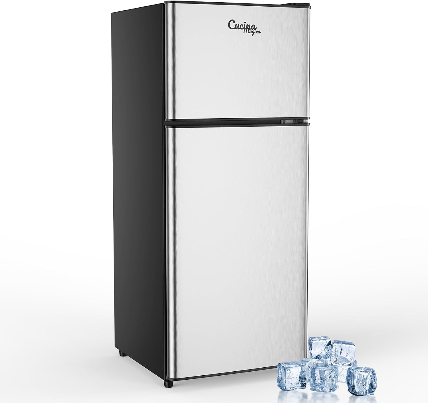 Cucina Magica 3.8 Cu Ft Mini Fridge for Bedroom, 2 Door Small Fridge, 7 Level Thermostat, LED Light, Small Refrigerator for Bedroom, Office, Dorm