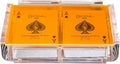 Modern Elegant Playing Card Deck Holder Tray with 2 Decks of Playing Cards in Unique Stylish Deluxe Acrylic Box with Color lid (Neon Orange)