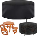 Patio Furniture Cover 130' D x 47' H, 420D Large Waterproof Table Chairs Set Cover, Heavy Duty Gas BBQ Grill Cover, Round Durable Garden Protective Cover (330x120cm)