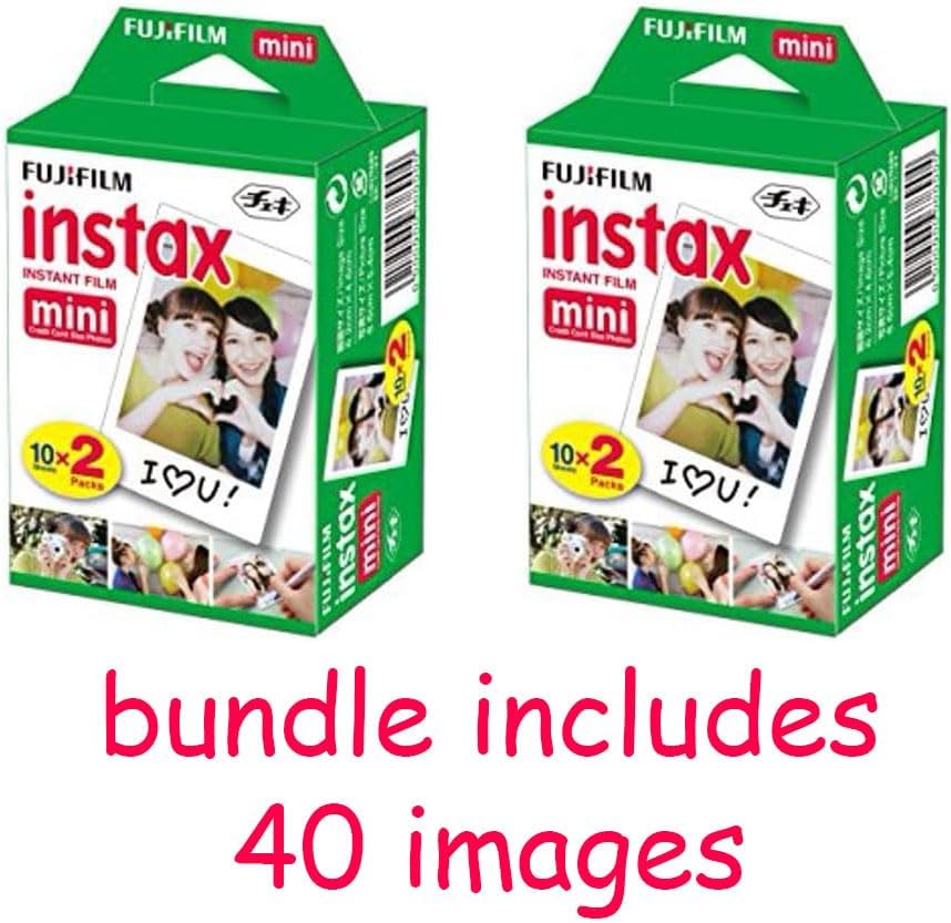 Fujifilm Instax Mini 12 Instant Camera Pastel Blue with Film Value Pack (40 Sheets) + Accessories Including Galaxy Carrying Case Strap, Photo Album, Stickers (Pastel Blue), Compact