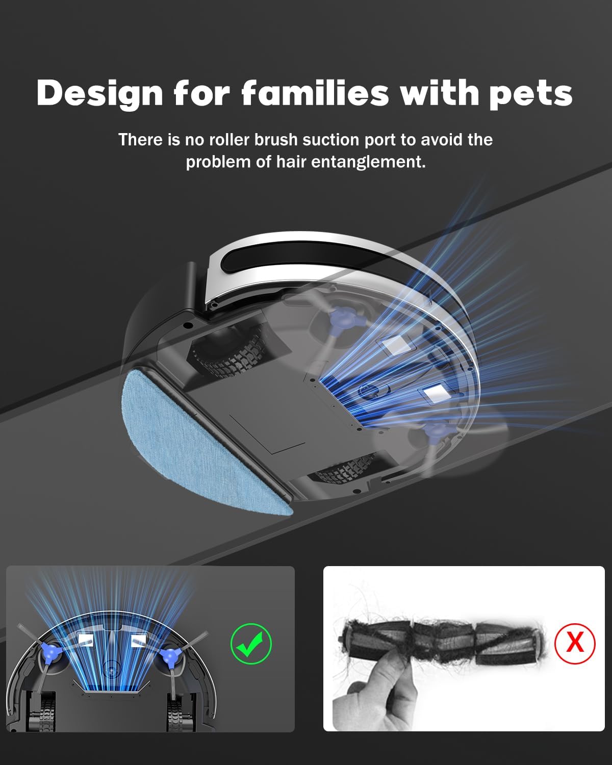V3 2 in 1 Robot Vacuum and Mop Combo，5000Pa Suction, Schedule Cleaning, Smart Mapping with 2.4G WiFi/Alexa/App/Remote Control, Automatic Self-Charging, Ideal for Pet Hair, Hard Floor