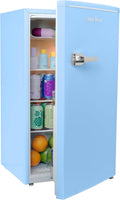 West Bend Mini Fridge for Bedroom, Office, Bar or College Dorm Room, Retro Compact Refrigerator features single door, glass shelves and adjustable temperature control, 3.0-Cu.Ft., Robin's Egg Blue