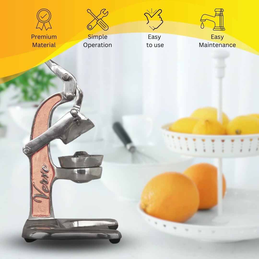 Artisan Cast Aluminum Professional Grade Manual Hand Press Juicer Perfect for Orange, Lime and Small Citrus Fruits Fresh Morning Drinks, Cocktails, or Cooking by Verve CULTURE - Small - Rose Gold