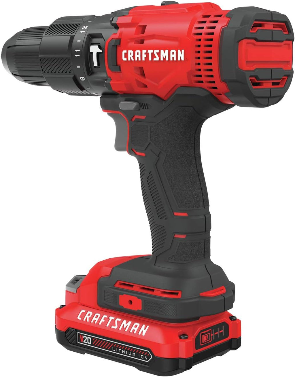 CRAFTSMAN V20 Cordless Hammer Drill Kit, 1/2 inch, 2 Batteries and Charger Included (CMCD711C2)
