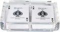 Modern Elegant Playing Card Deck Holder Tray with 2 Decks of Playing Cards in Unique Stylish Deluxe Acrylic Box with Color lid (Clear)