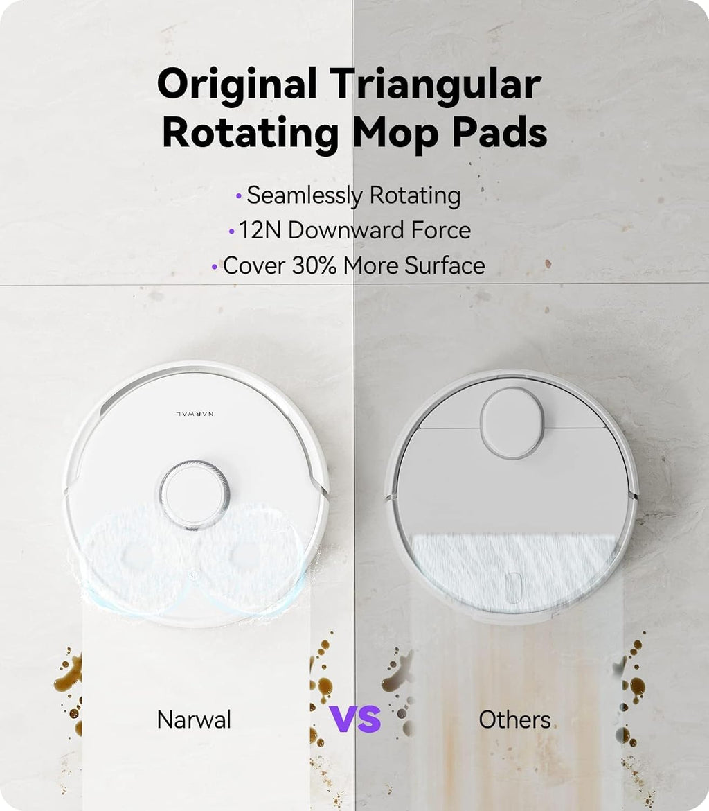 NARWAL Freo Robot Vacuum and Mop Comb, Washing & Drying, Dirt Sense Ultra Clean, Auto Add Cleaner, LCD Display, Smart Swing, Arcuate-Route, WiFi, APP Control, White (Renewed)