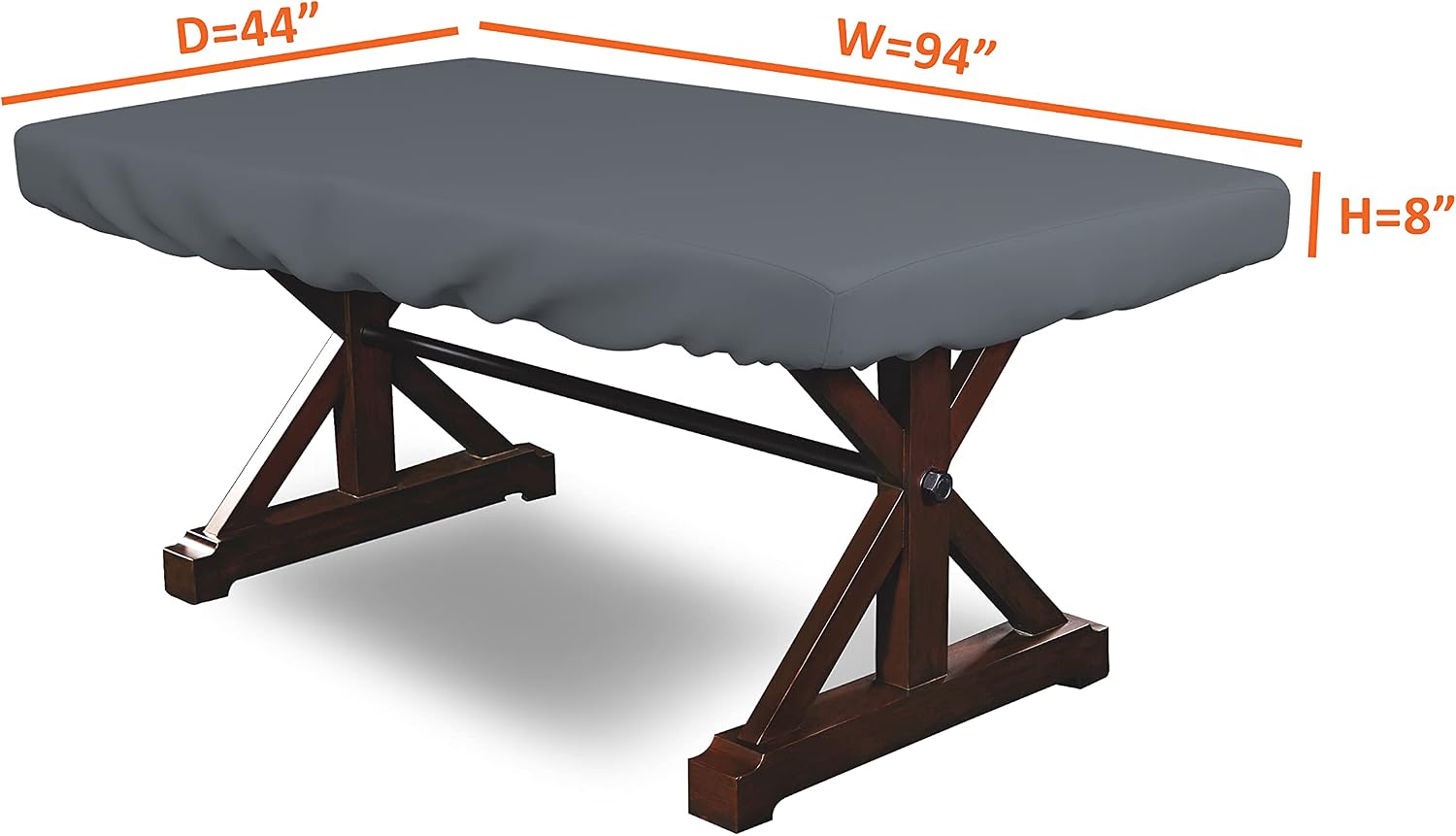 Covers & all Poker Table Cover 12 Oz Waterproof - 100% Weather Resistant Outdoor Game Table Cover with Elastic at 4 Sides (94' W x 44' D x 8' H Inches, Grey)