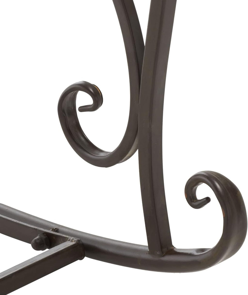 SAFAVIEH Outdoor - Medrano Iron Rocking Chair - Rustic Brown Iron Metal - Vintage Ornate Scrollwork Design - Ideal for Patio, Deck, Porch, Garden, 15' Seat Height (PAT5030B)